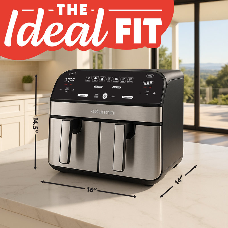 Gourmia 10-quart Dual Basket Digital Air Fryer With Smart Finish